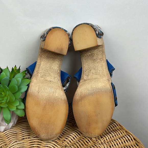 Sbicca Chunky Heel Sandal Embroidered Denim Studded Open Toe 40 - Picture 7 of 15